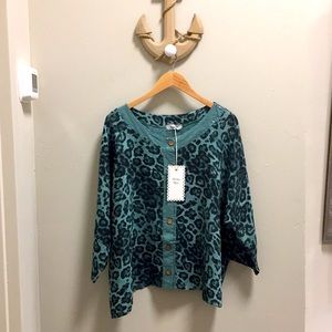 Teal Leopard Linen Jacket